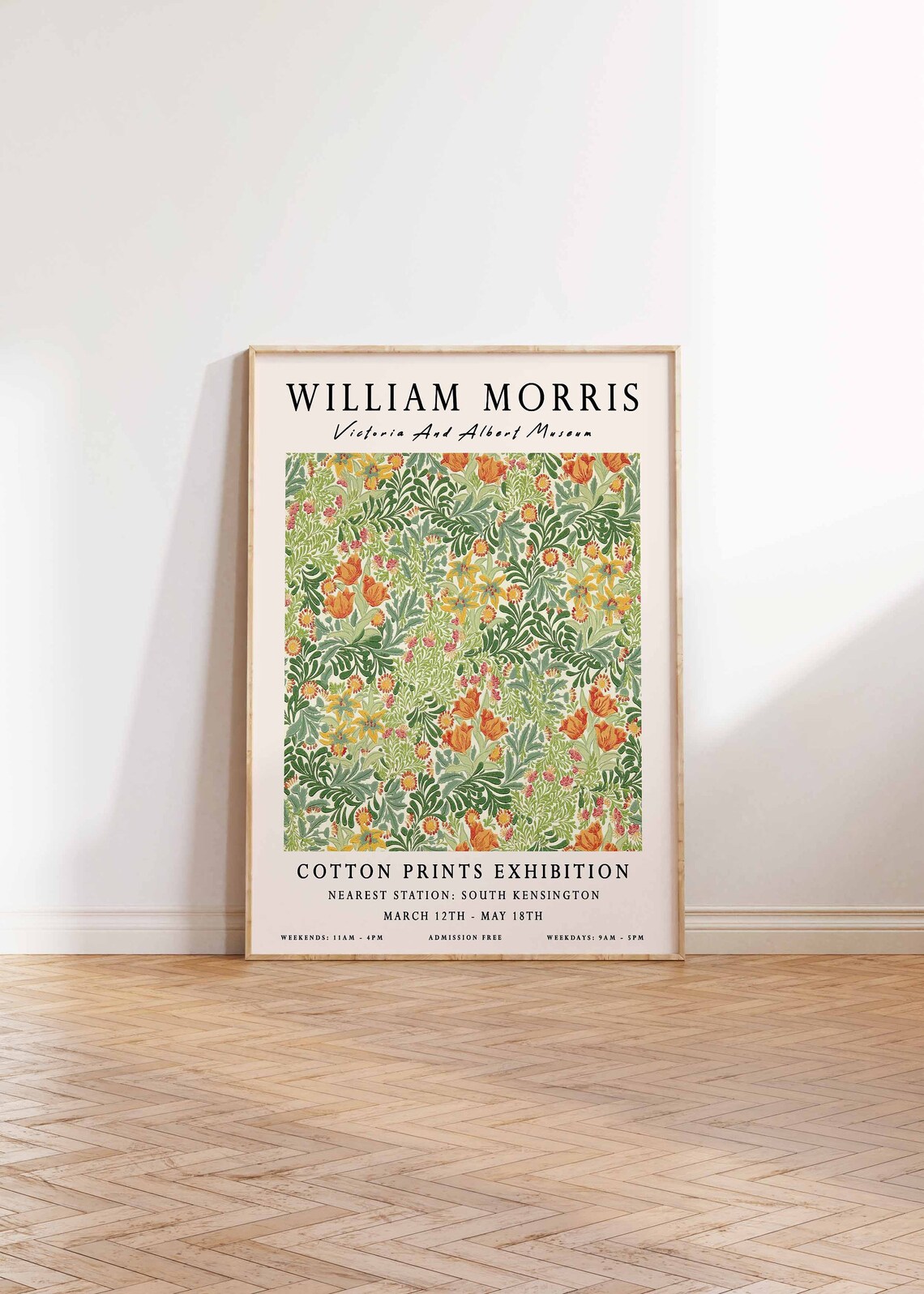 William Morris Orange Tulip Cotton Prints Exhibition Art Poster - Image 3