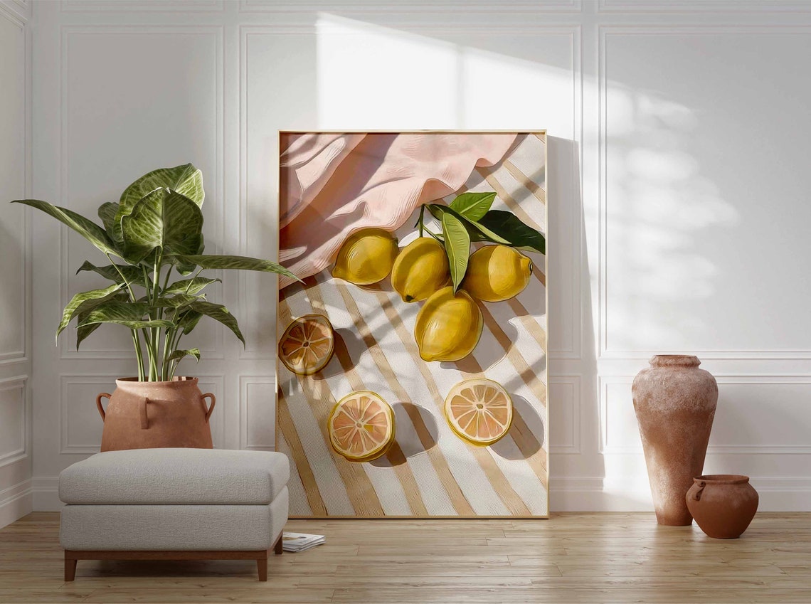 Fresh Lemon Citrus Fruit Still Life Sunny Mediterranean Kitchen Print - Image 3