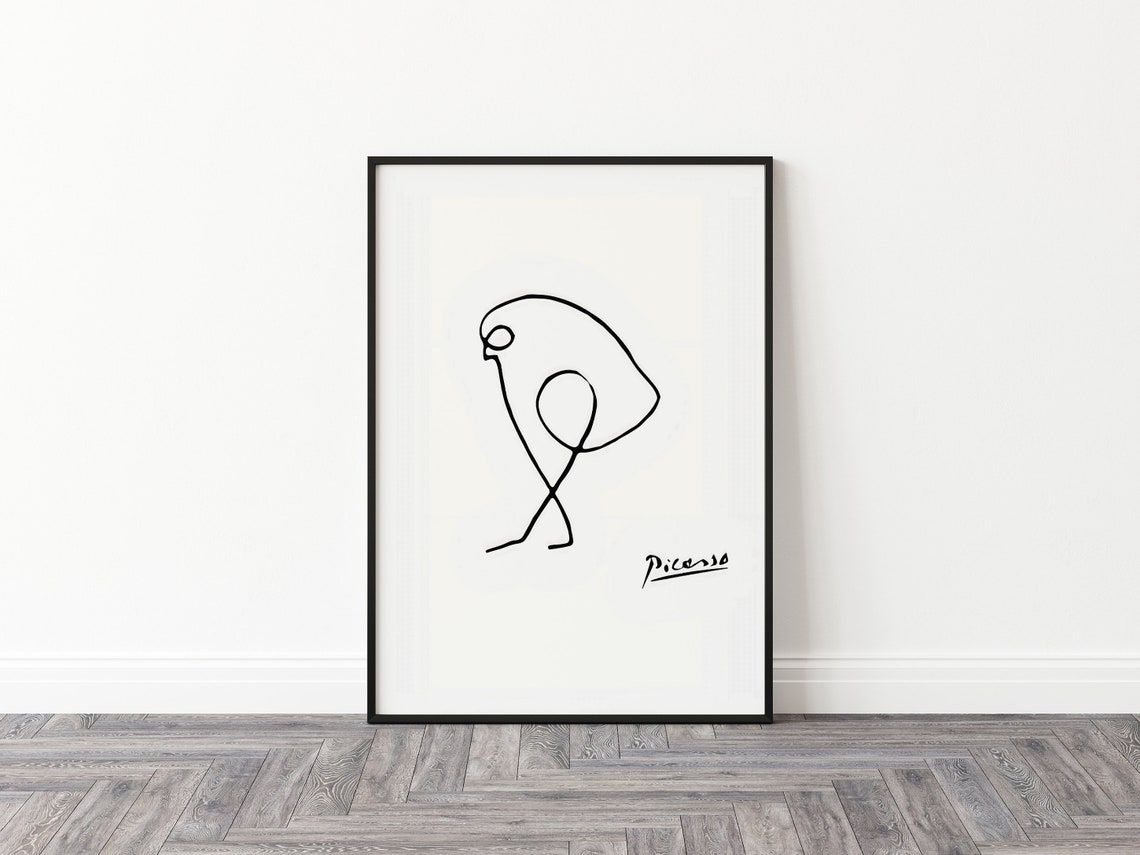 Pablo Picasso Bird Minimalist Single Line Drawing Art Poster - Image 2