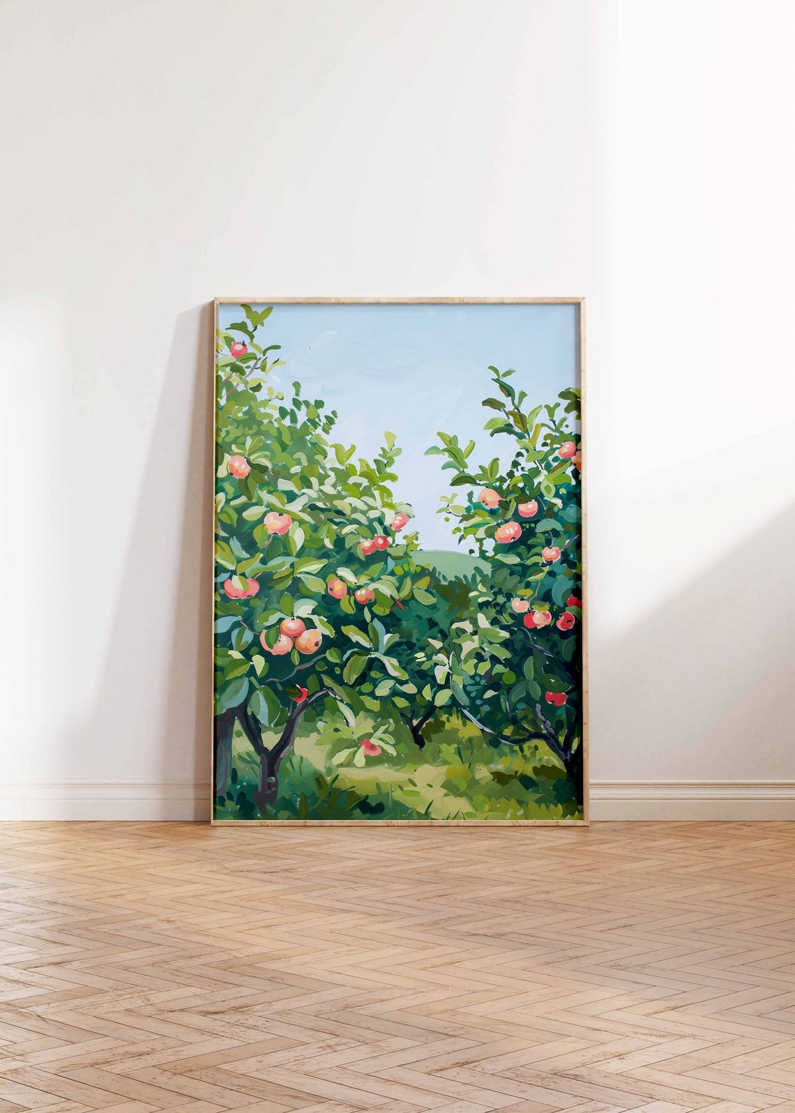 Blushing Apple Trees Pink Fruit Soft Pastel Orchard Summer Art Poster - Image 2