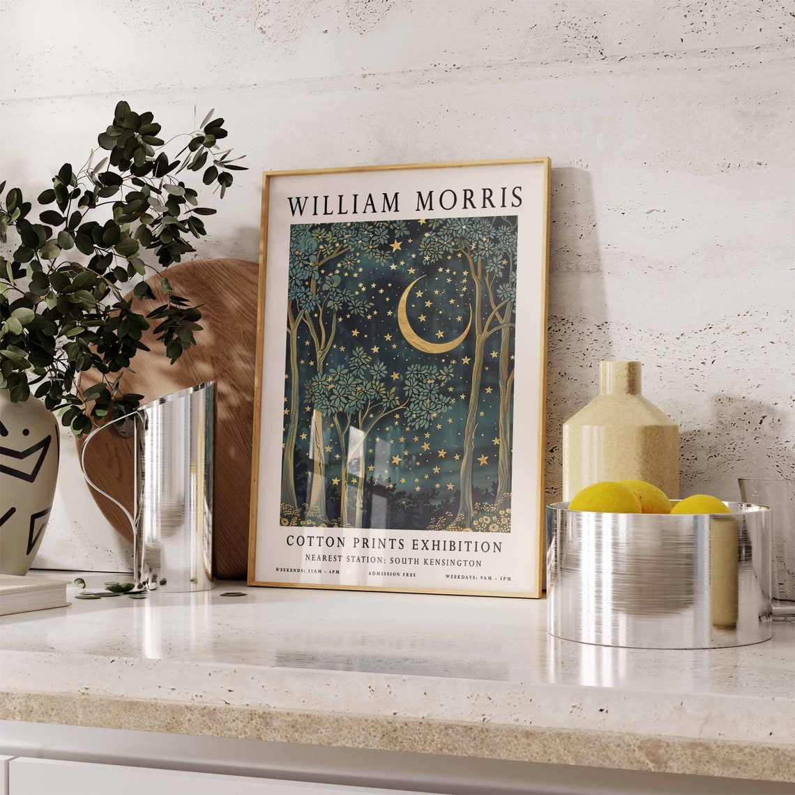 William Morris Moon Botanical Art Print - Image 2
