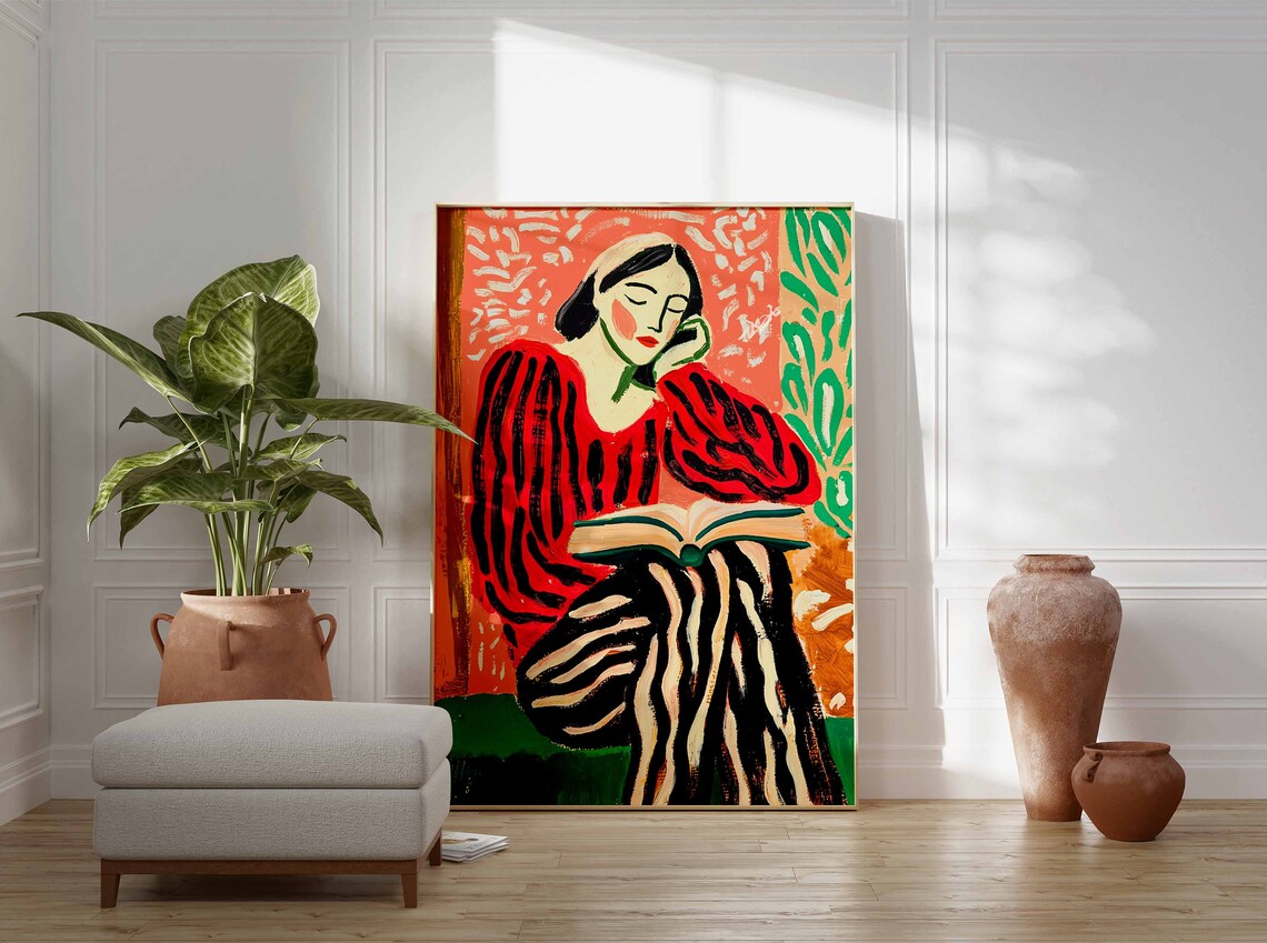 Book Art Reading Poster, Retro Vintage Library Print - Image 2