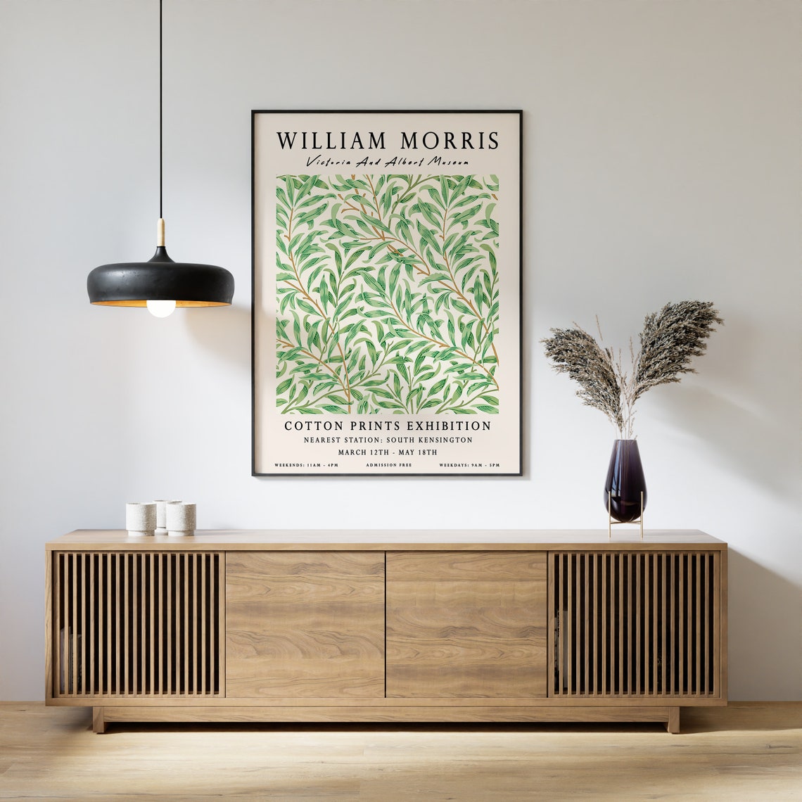 William Morris Willow Leaf Cotton Prints Exhibition Art Poster - Image 3