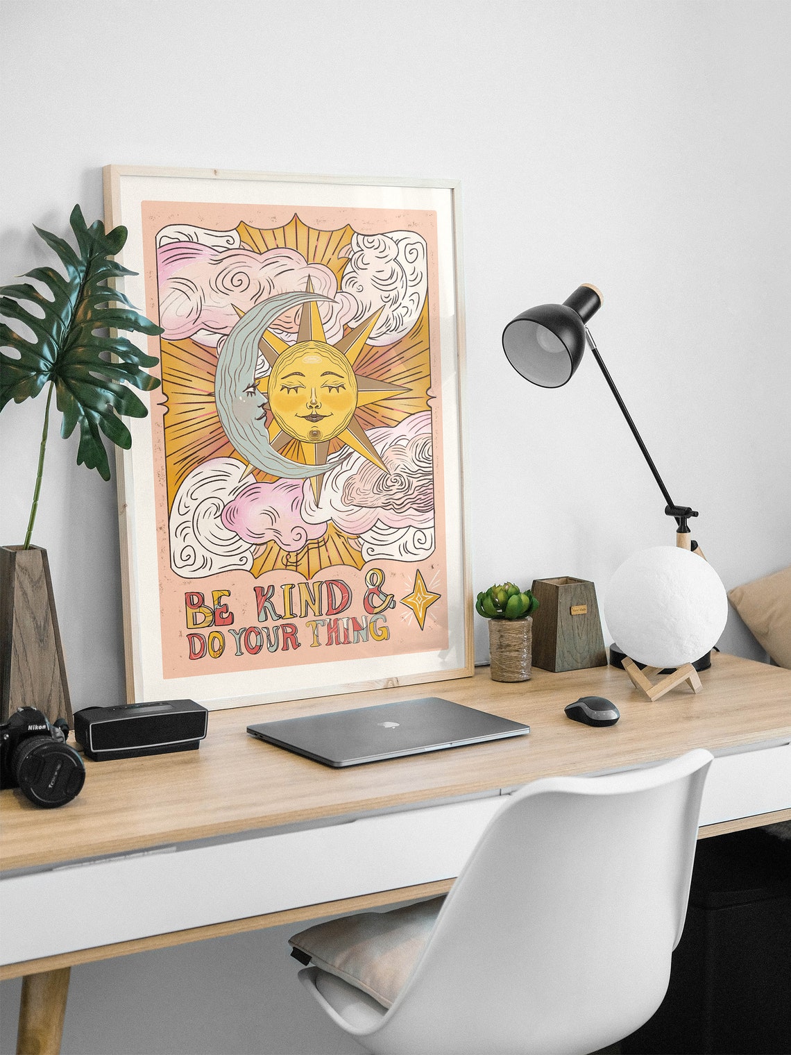 Be Kind and Do Your Thing Vintage Celestial Sun Moon Art Poster - Image 3