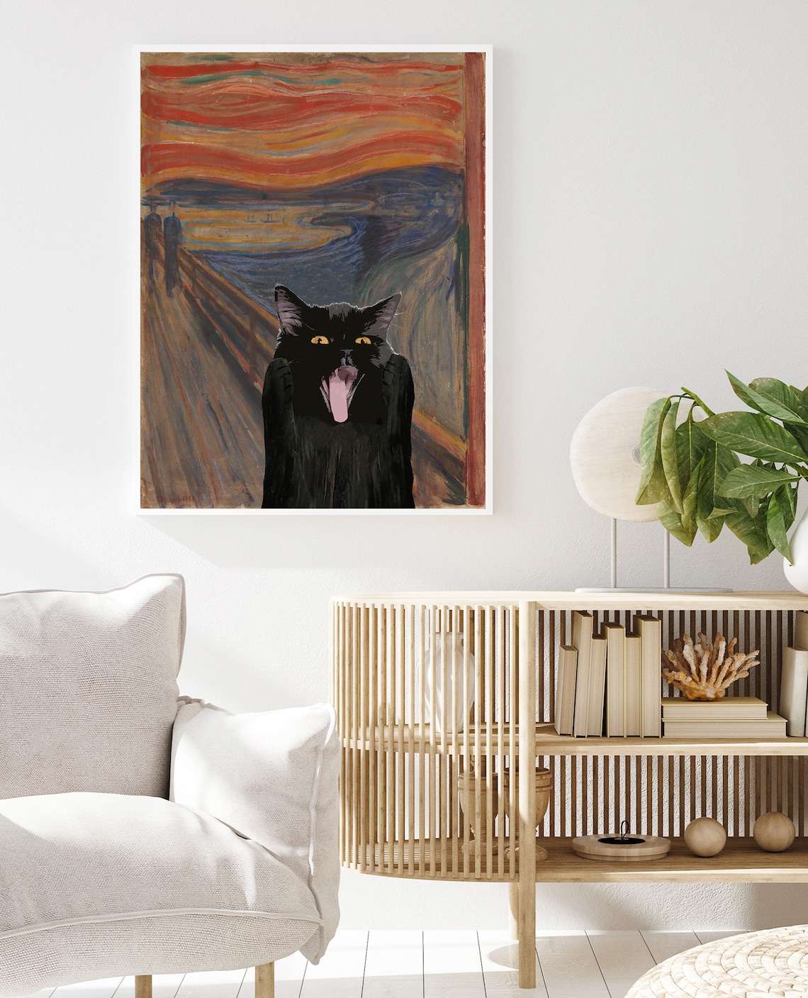 Edvard Munch Scream Cat Poster, Cat Lover Art - Image 2