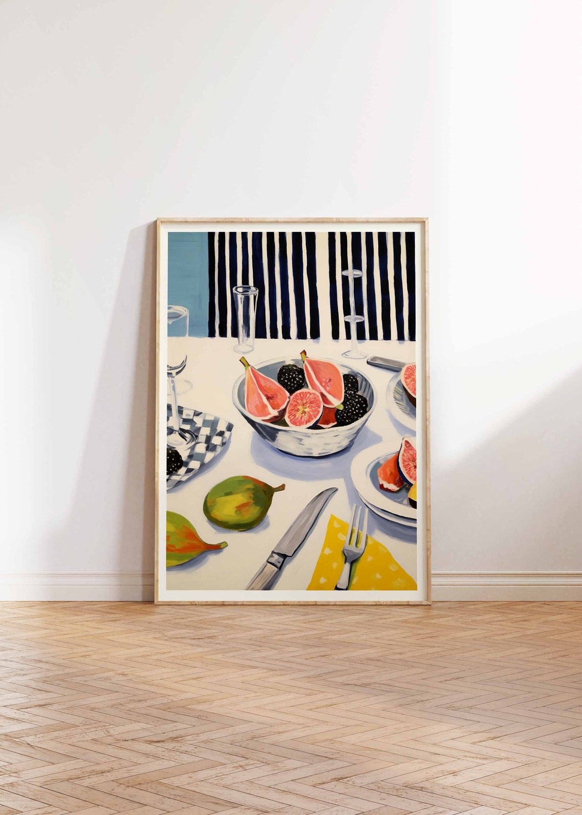 Retro Still Life Figs and Blackberries Kitchen Table Art Poster - Image 2