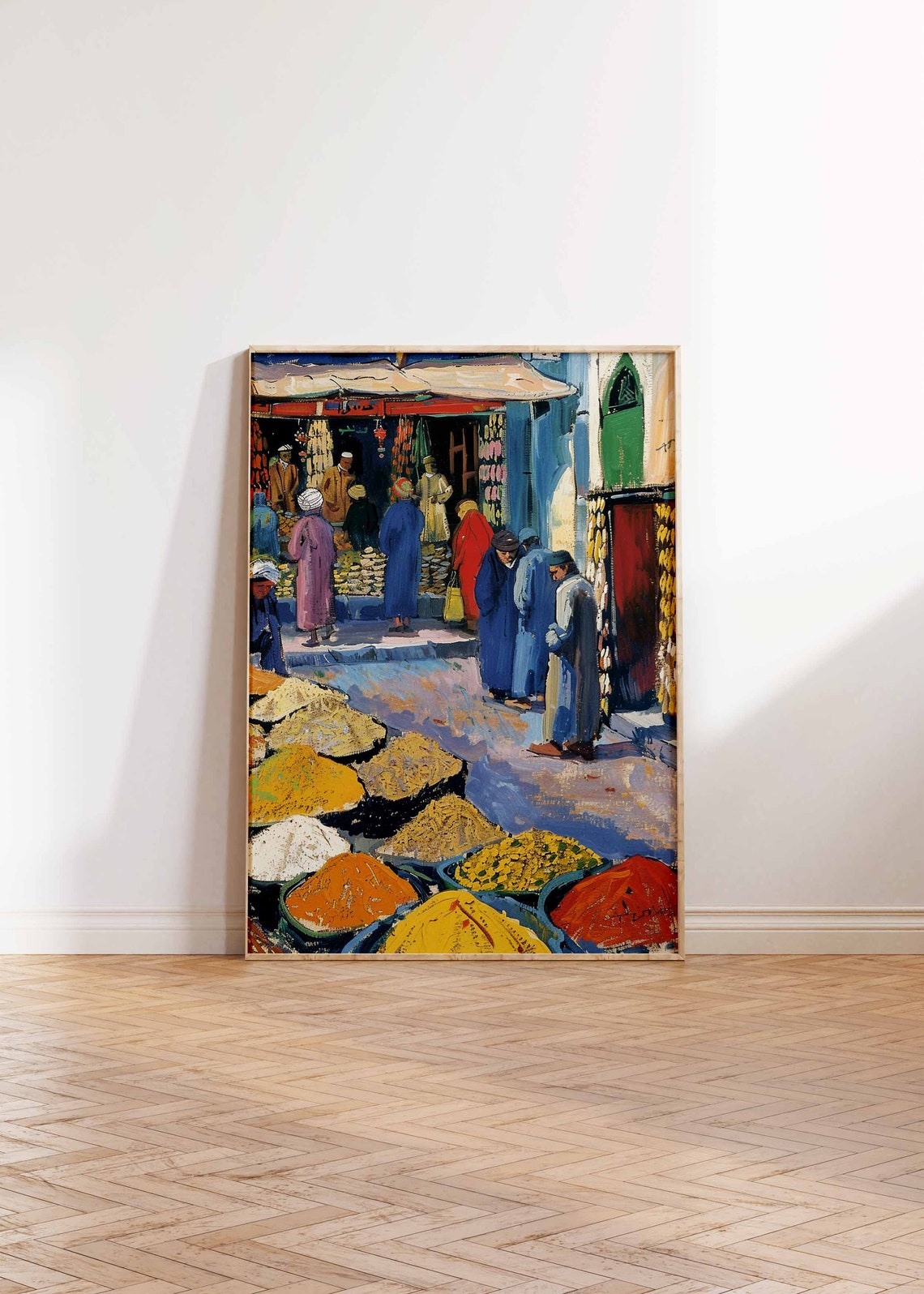 Spice Souk Market Crowd of Shoppers Vibrant Impressionist Poster - Image 2