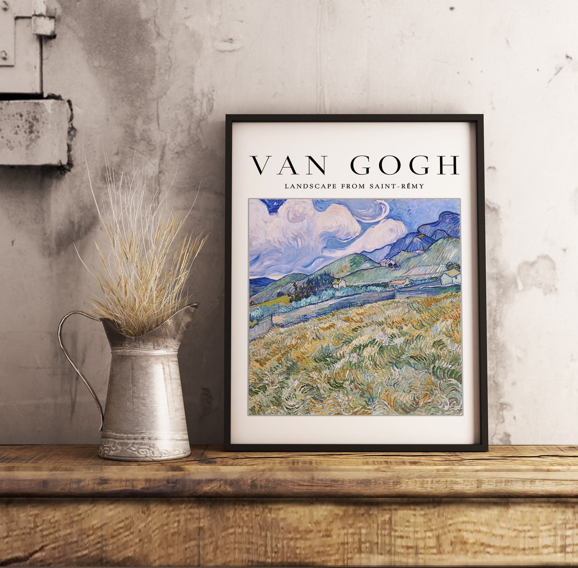 Van Gogh Landscape From Saint Remy Swirling Sky Wheat Field Art Poster - Image 3