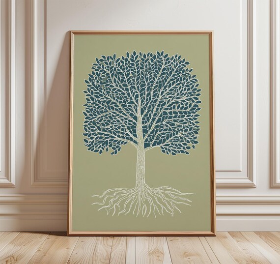Tree Of Life Poster Minimalist Nature Wall Art Modern Botanical Print Earthy Green Home Decor