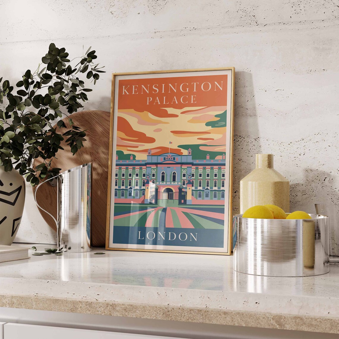 Kensington Palace Grand Sunset Sky London Royal Residence Poster - Image 3