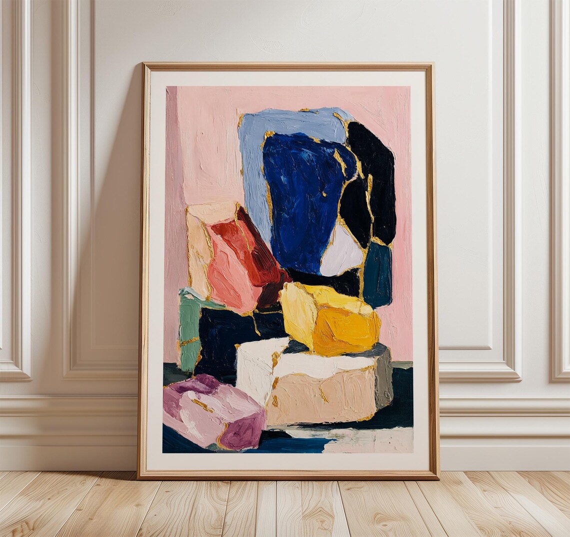 Abstract Gemstone Blocks Poster, Modern Wall Art