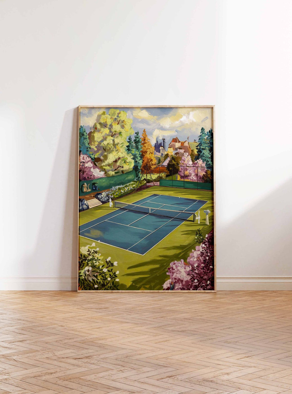 Tennis Poster Tennis Court Art Sports Wall Art Tennis Gift Botanical Print Floral Art Tennis Decor Sport Poster Wall Art Poster - Image 3