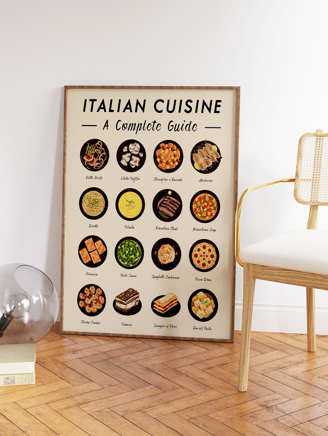 Italian Food Recipe Kitchen Poster Print - Image 3