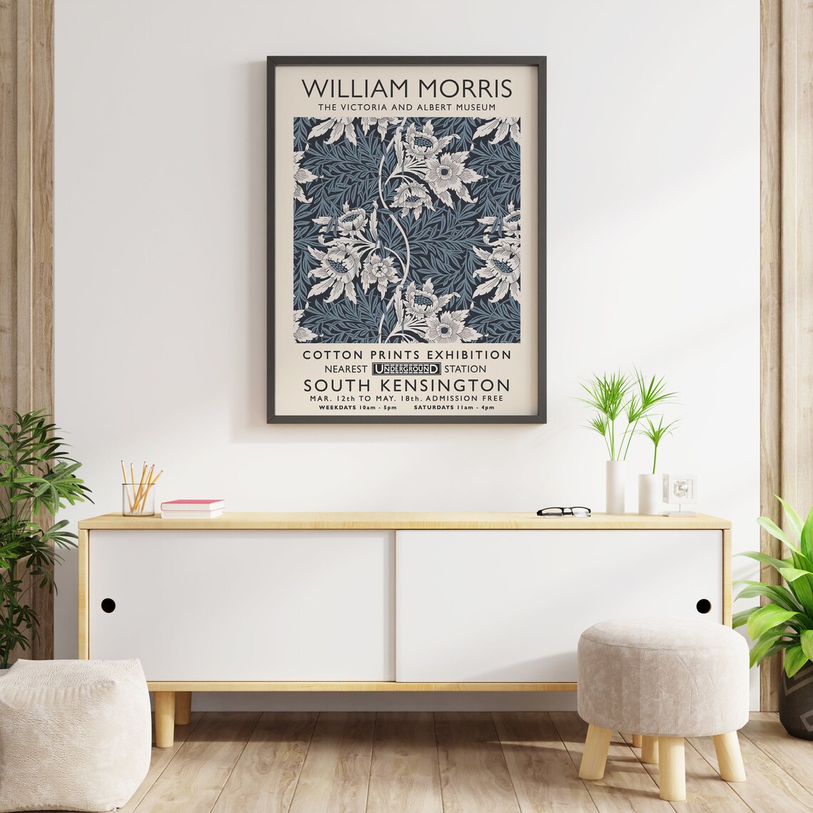 William Morris Cotton Prints Exhibition V and A Museum Poster - Image 2
