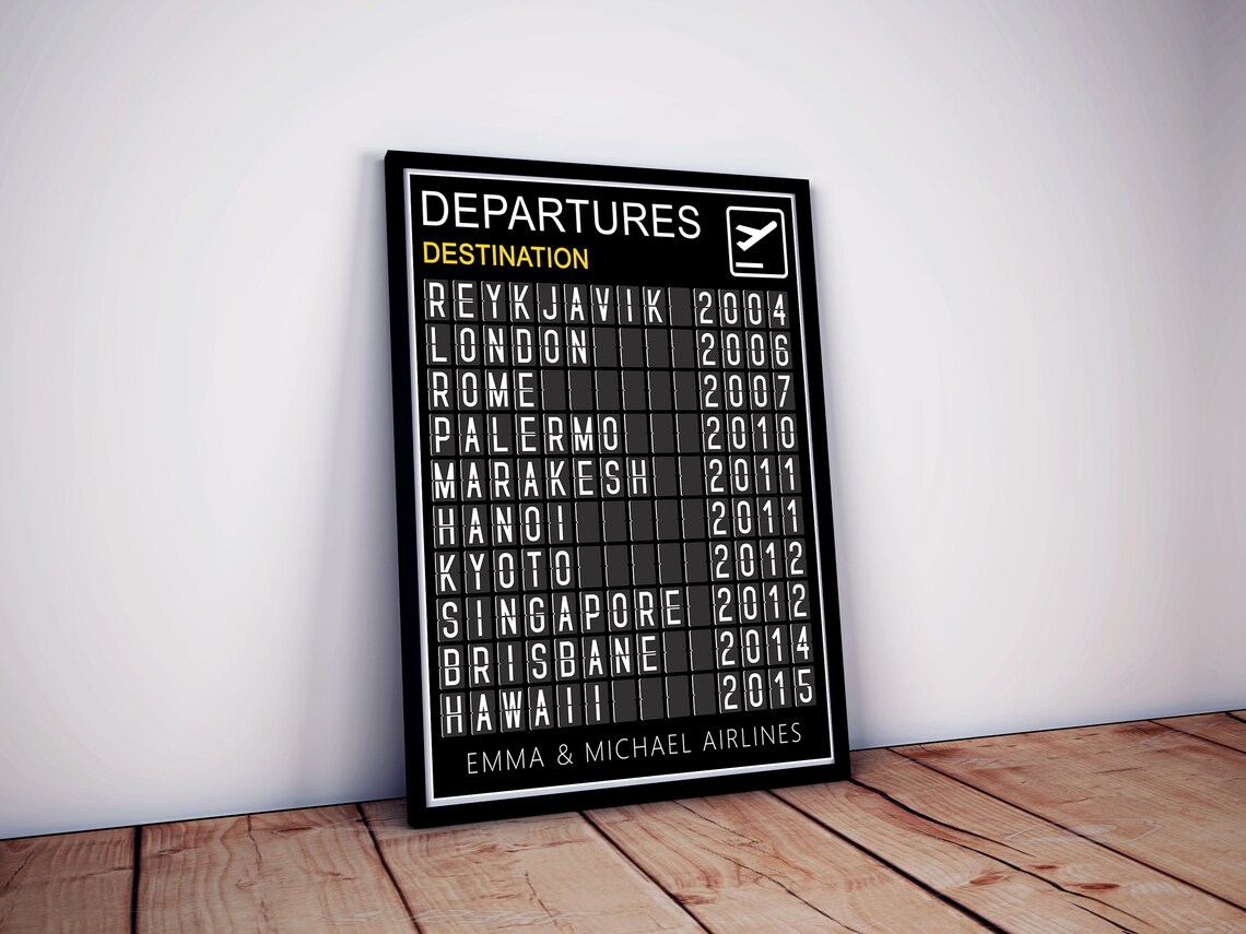 Personalized Custom Travel Poster, Airport Departure Board - Image 2