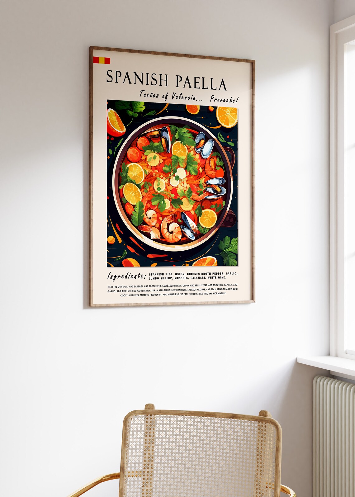 Spanish Paella Food Poster, Retro Kitchen Decor - Image 3