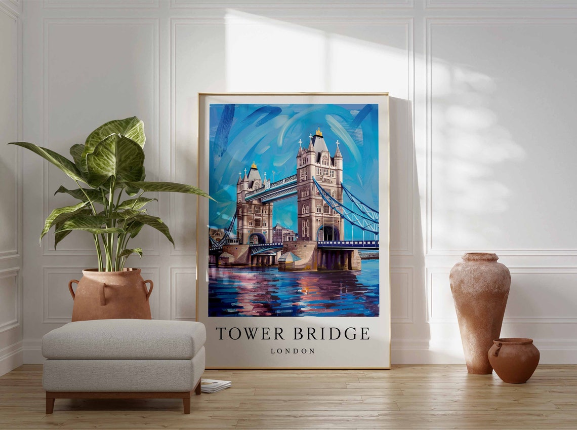 Tower Bridge Poster London Print London Art London Poster London Travel Print William Morris Print Vintage Decor Retro Travel Art - Image 3