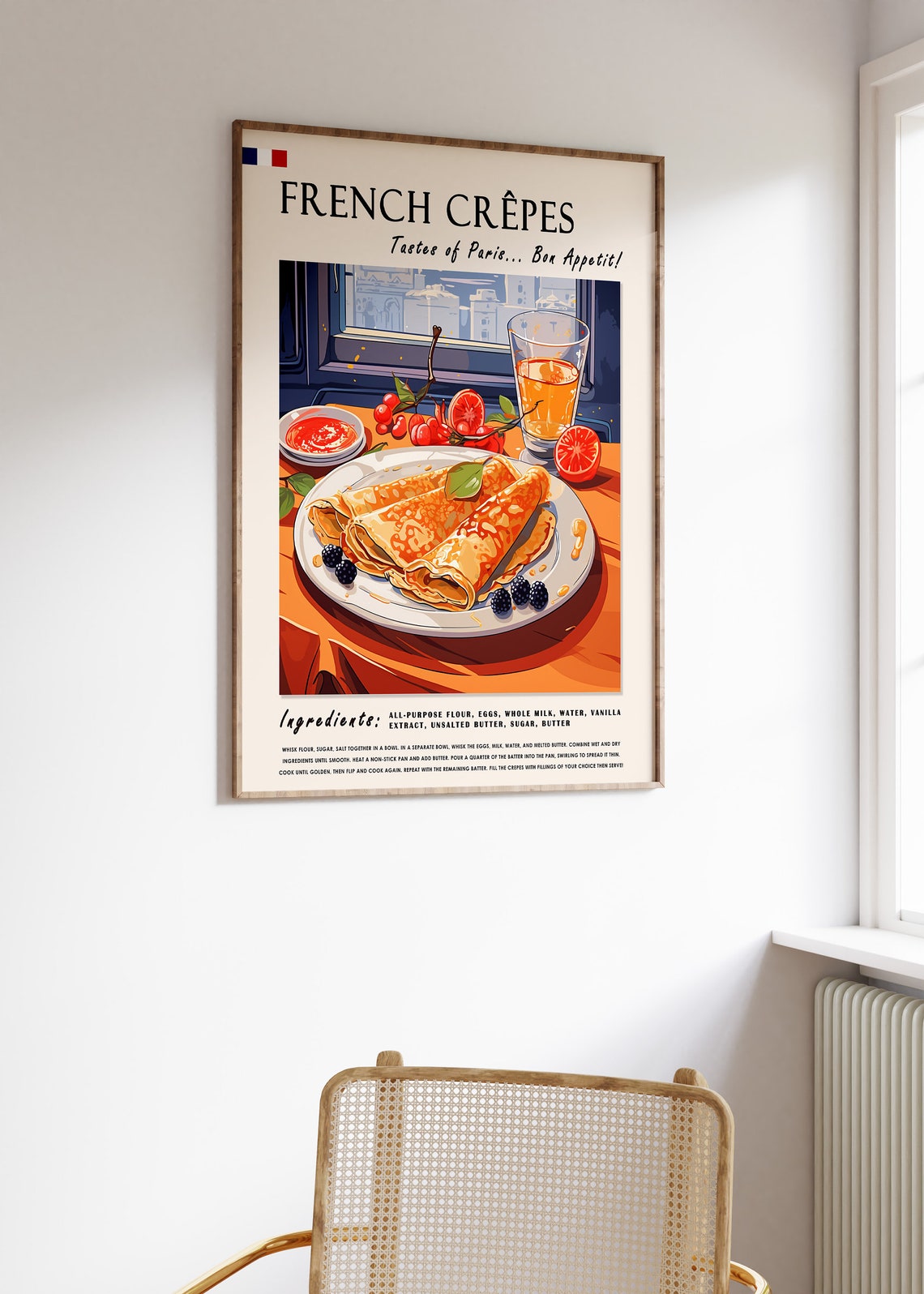 French Crepes Poster French Crepes Food Print French Dessert Poster Kitchen Print Kitchen Decor Food Art Food Drink Art - Image 3