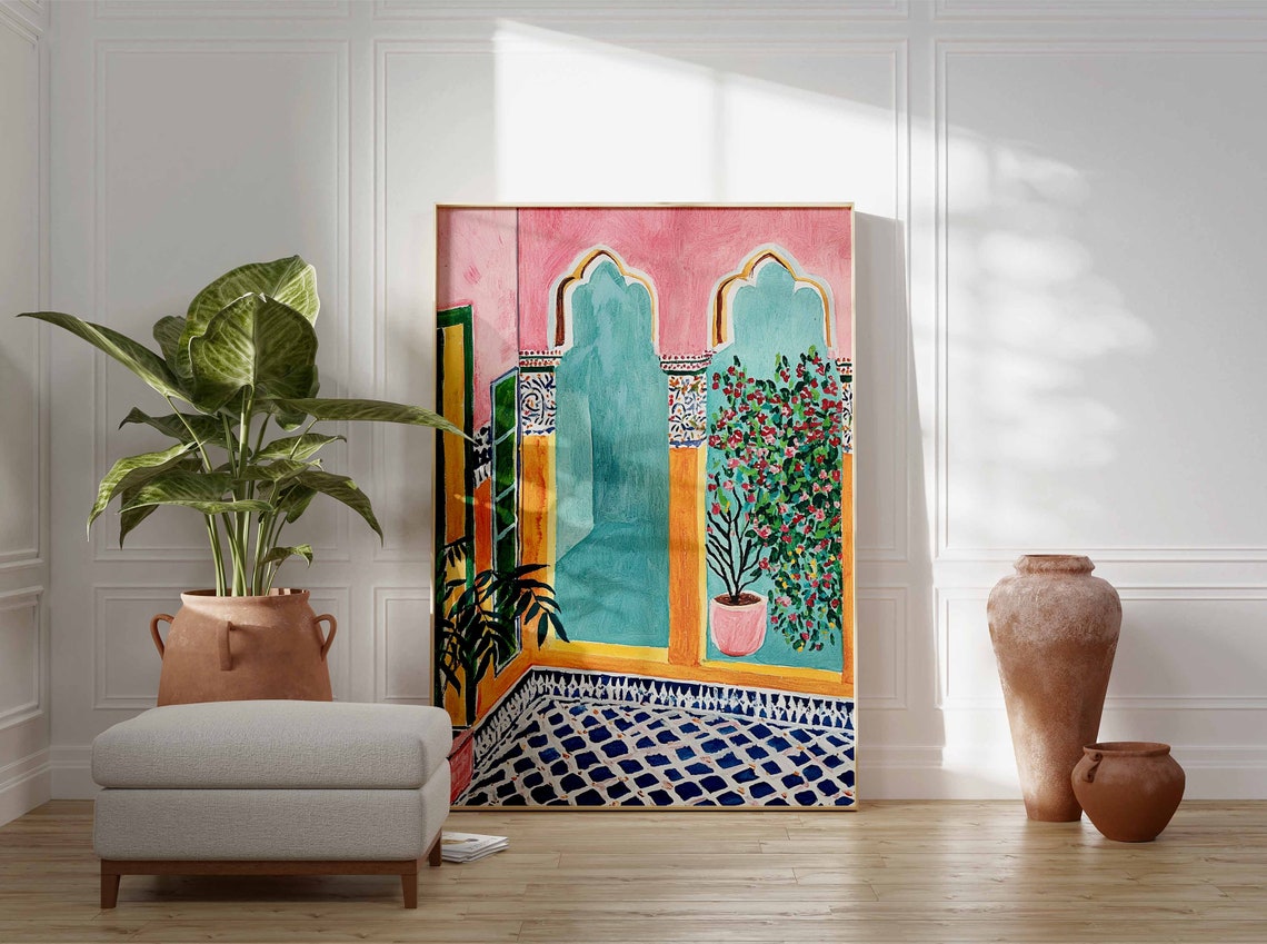 Colorful Moroccan Interior With Arches Bold Painterly Art Poster - Image 2
