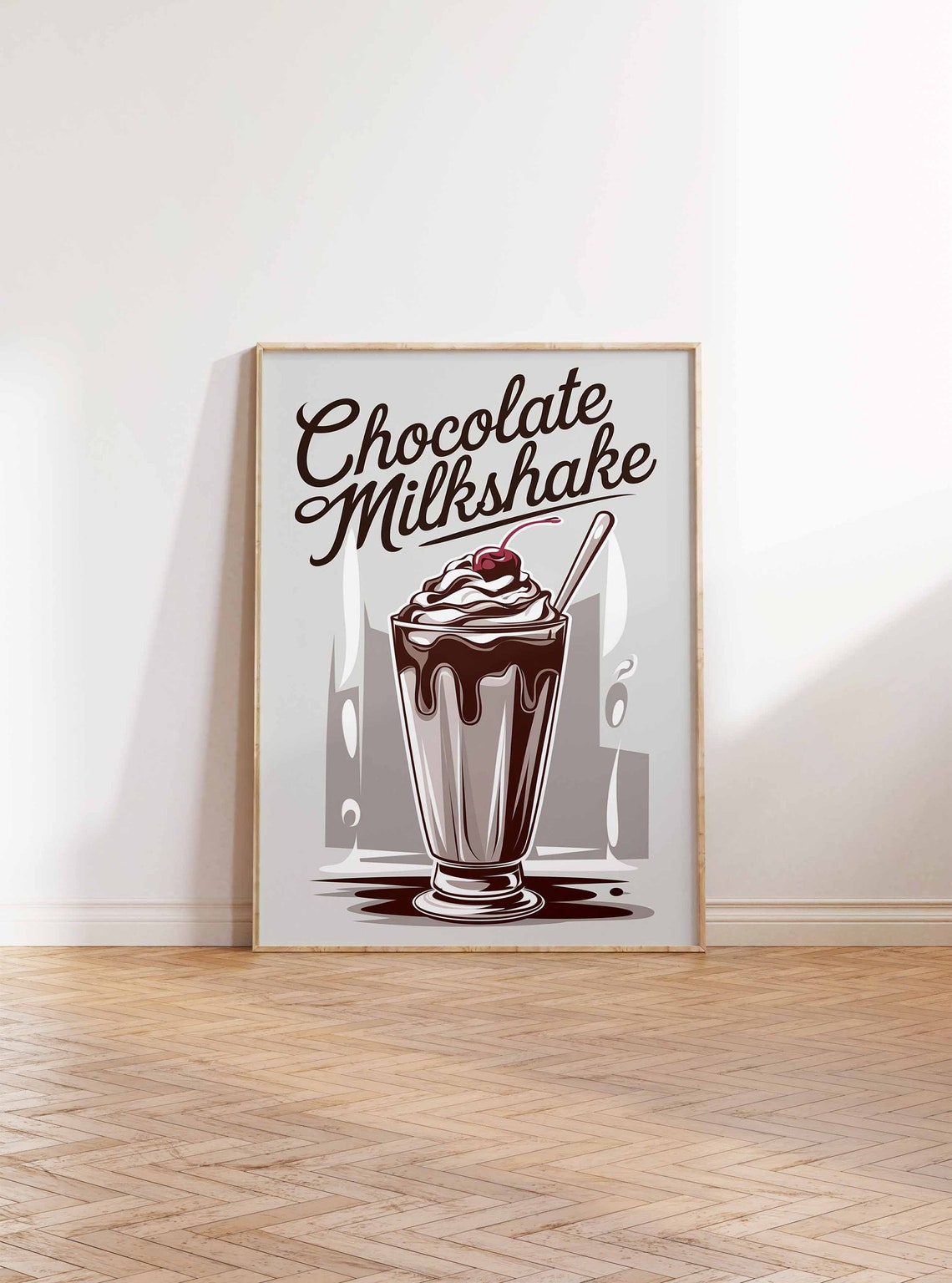 Chocolate Milkshake Script Lettering Retro Diner Dessert Poster - Image 2