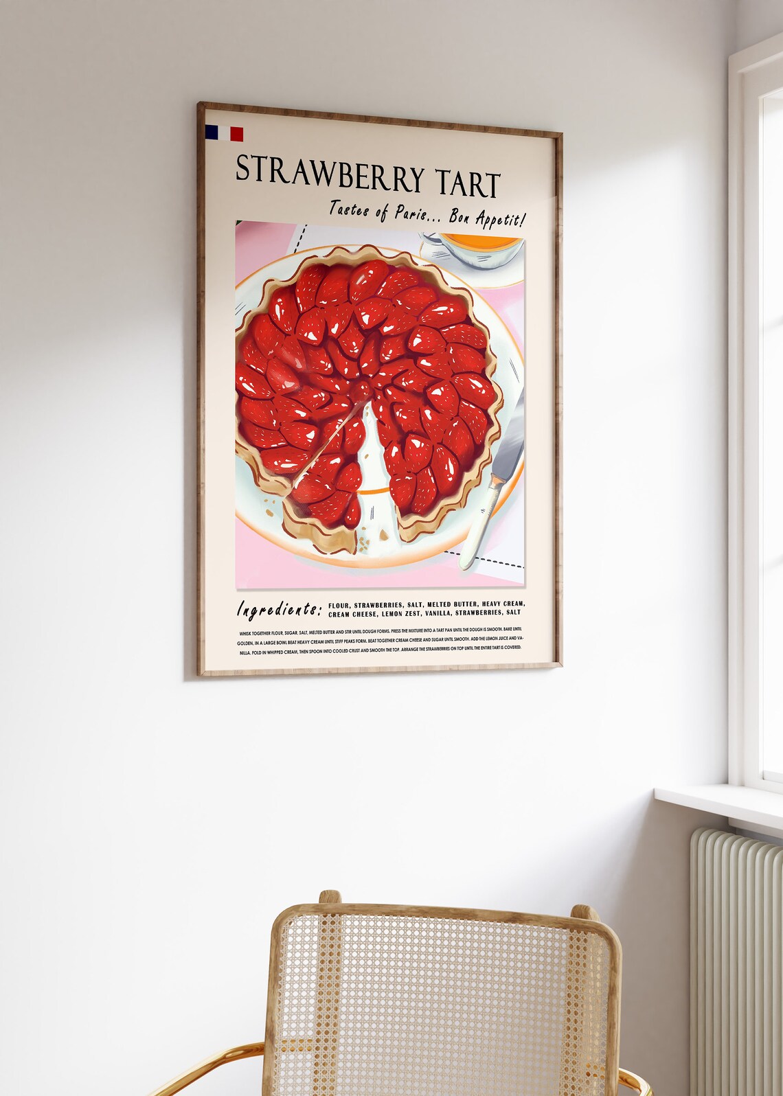 Strawberry Tart French Recipe Poster Tastes Of Paris Bon Appetit - Image 2