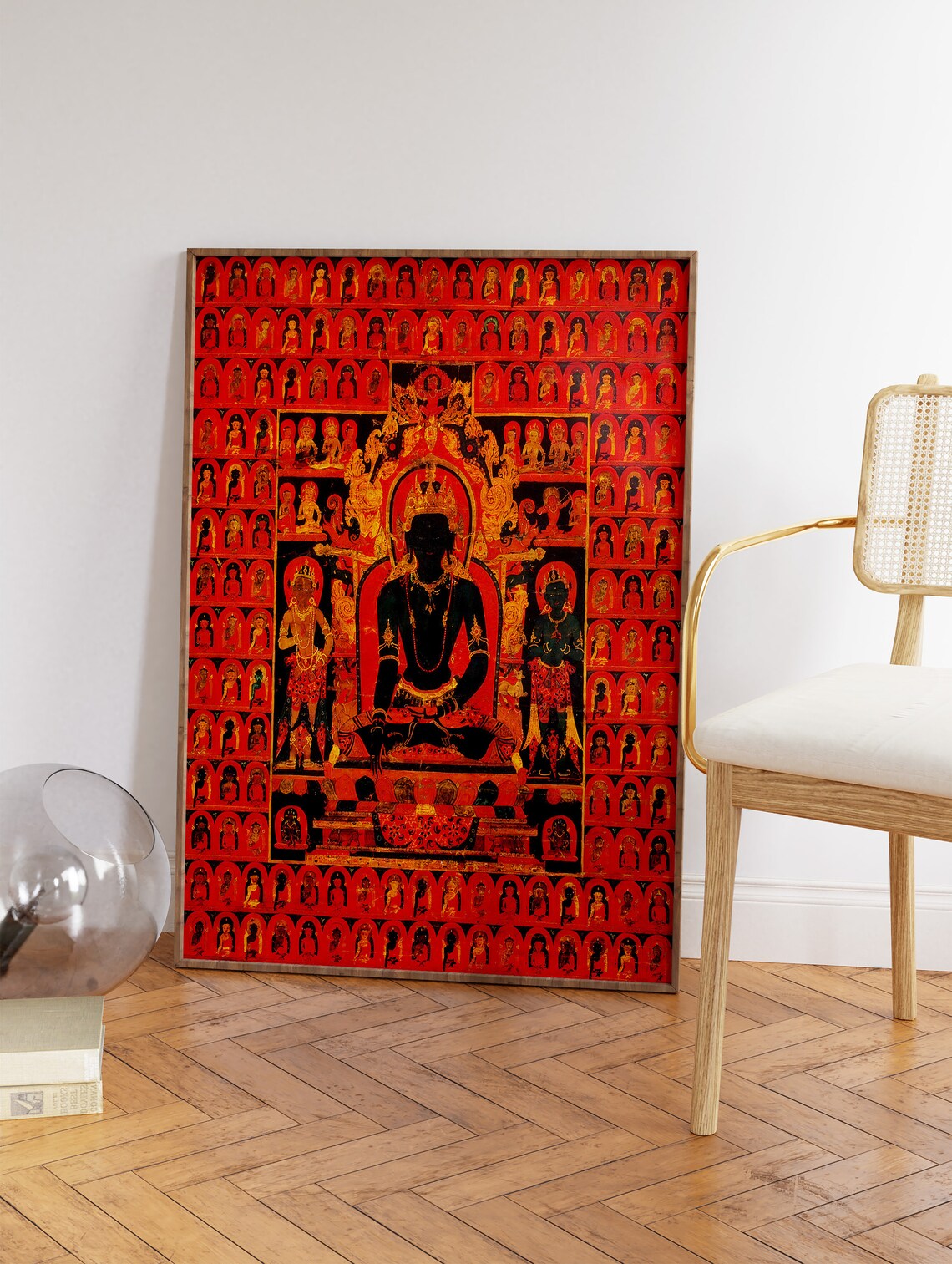 Red Buddhas Buddhist Art Print, Spiritual Decor - Image 3