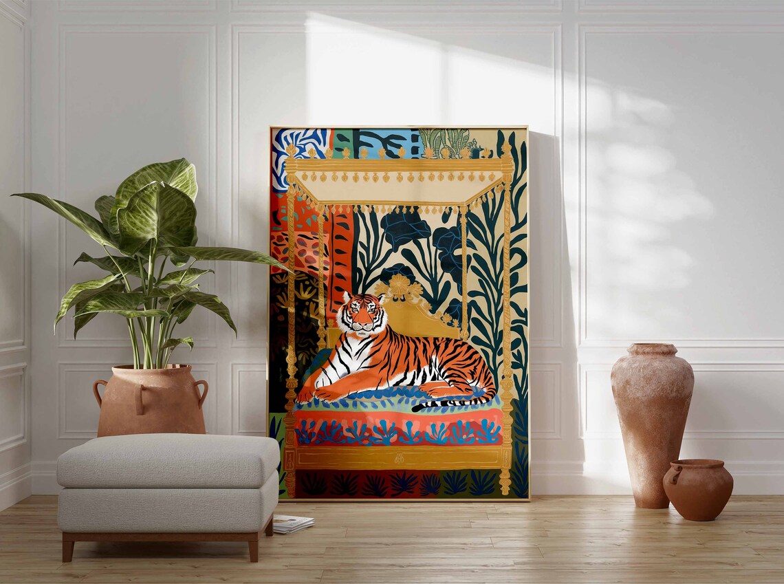 Indian Tiger Poster, Jungle Tropical Animal Print - Image 3