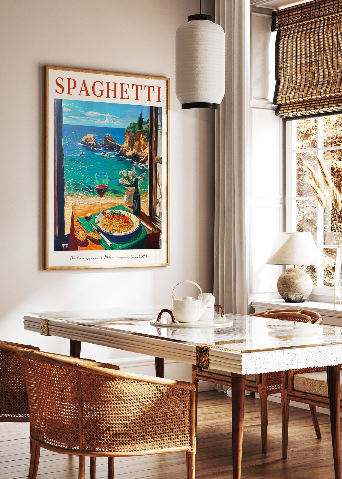 Spaghetti Retro Food Art Print, Kitchen Decor - Image 2