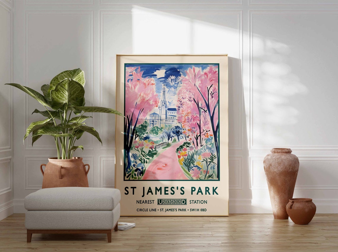 St James Park London Circle Line Nearest Station Vintage Poster - Image 3