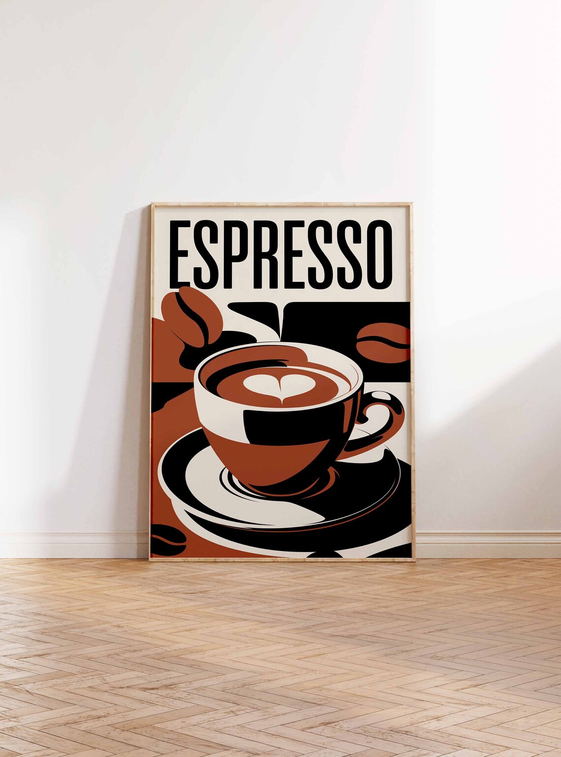 Vintage Espresso Heart Latte Art Bold Retro Pop Art Coffee Poster - Image 2