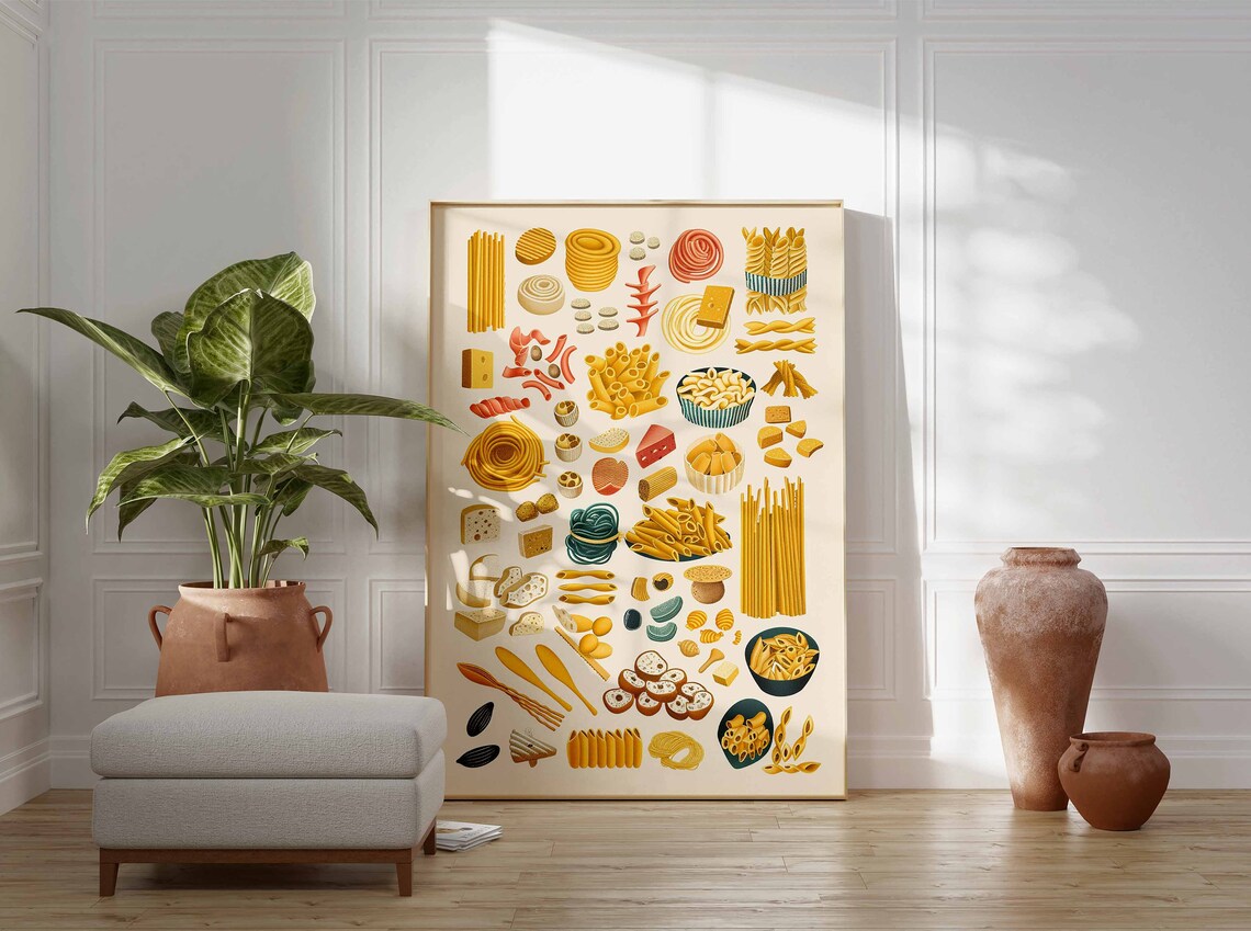 Pasta Poster, Italian Food Kitchen Art Print - Image 3