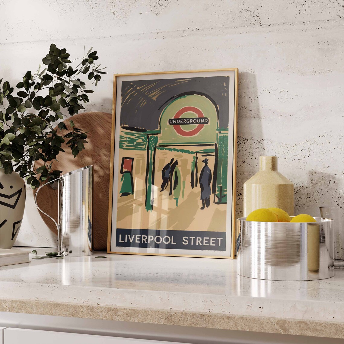 Liverpool Street London Underground Entrance Retro Travel Poster - Image 2