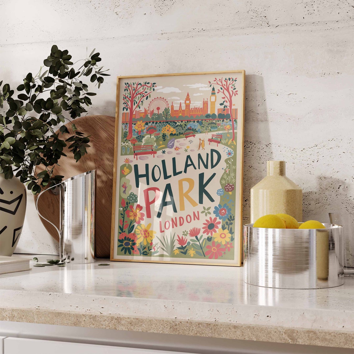 Holland Park Poster Botanical Print William Morris Print London Art London Poster London Travel Print Vintage Decor Retro Travel Art - Image 2