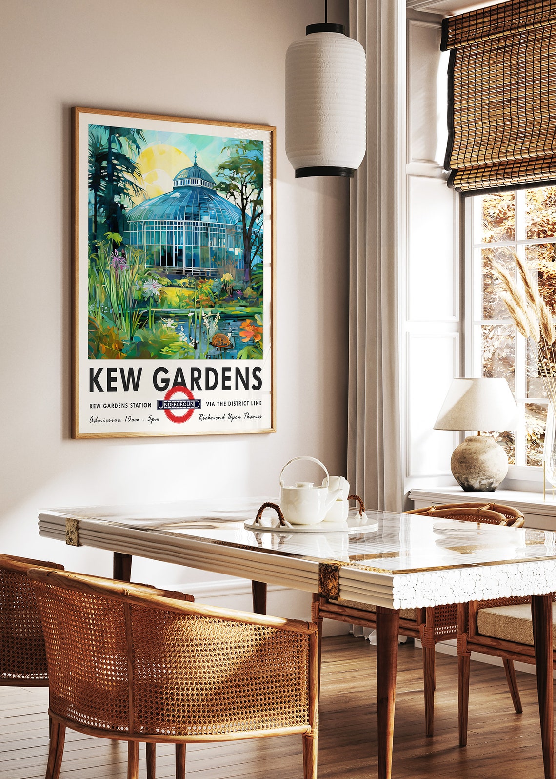 Kew Gardens Glasshouse Watercolor Palm House Richmond Travel Poster - Image 3