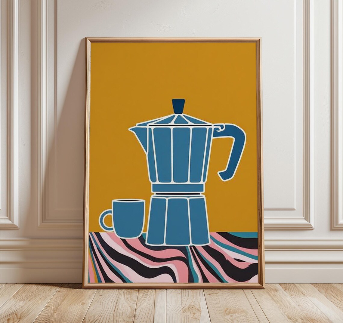 Modern Coffee Pot Pop Art Poster, Mid-Century