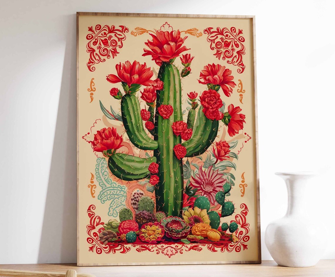 Vintage Mexican Cactus Poster Poster Print