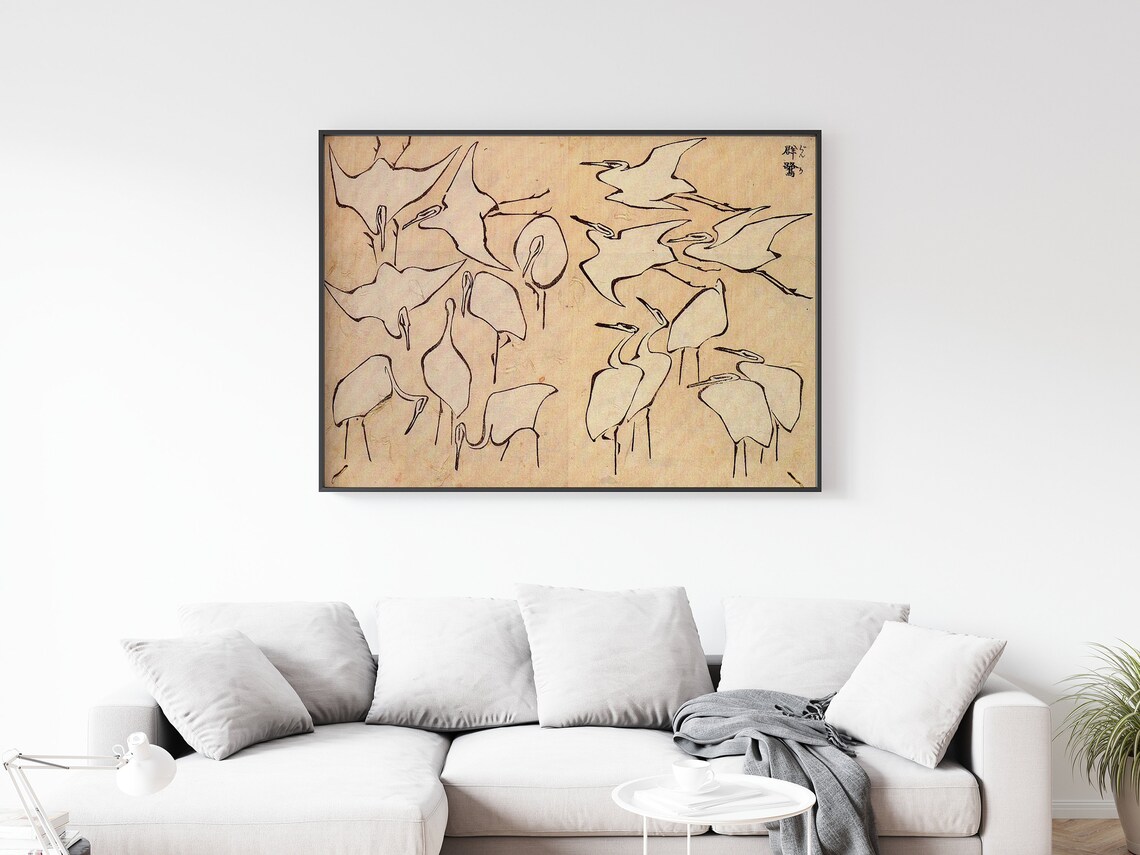 Katsushika Hokusai Japanese Crane Art Print - Image 3