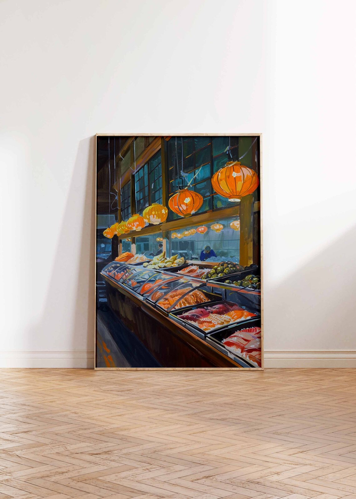 Asian Seafood Market Poster Seafood Print Food Poster Fish Market Print Kitchen Decor Asian Decor Oriental Art Print Seafood Art - Image 2