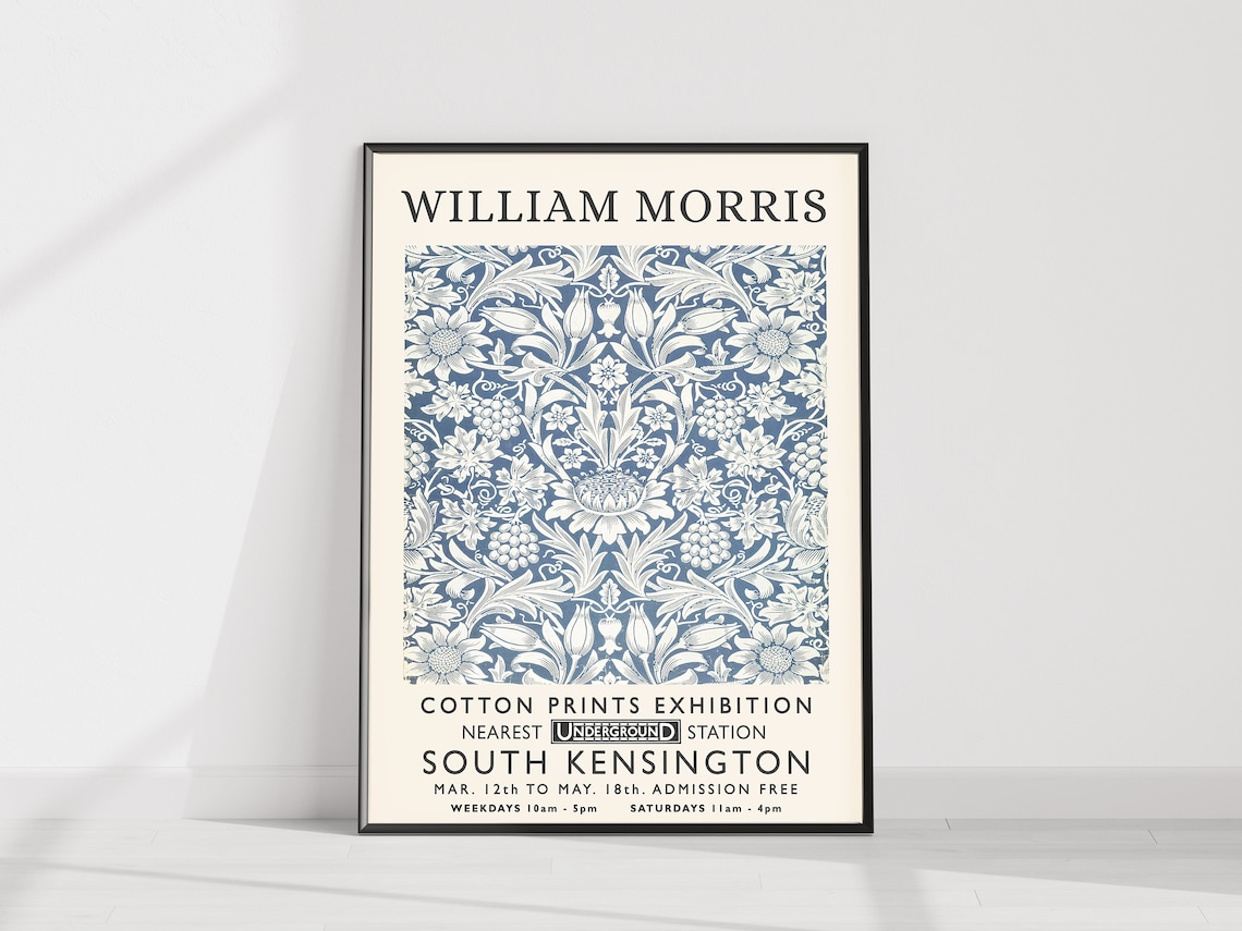 William Morris Exhibition Print, Vintage Textiles Poster