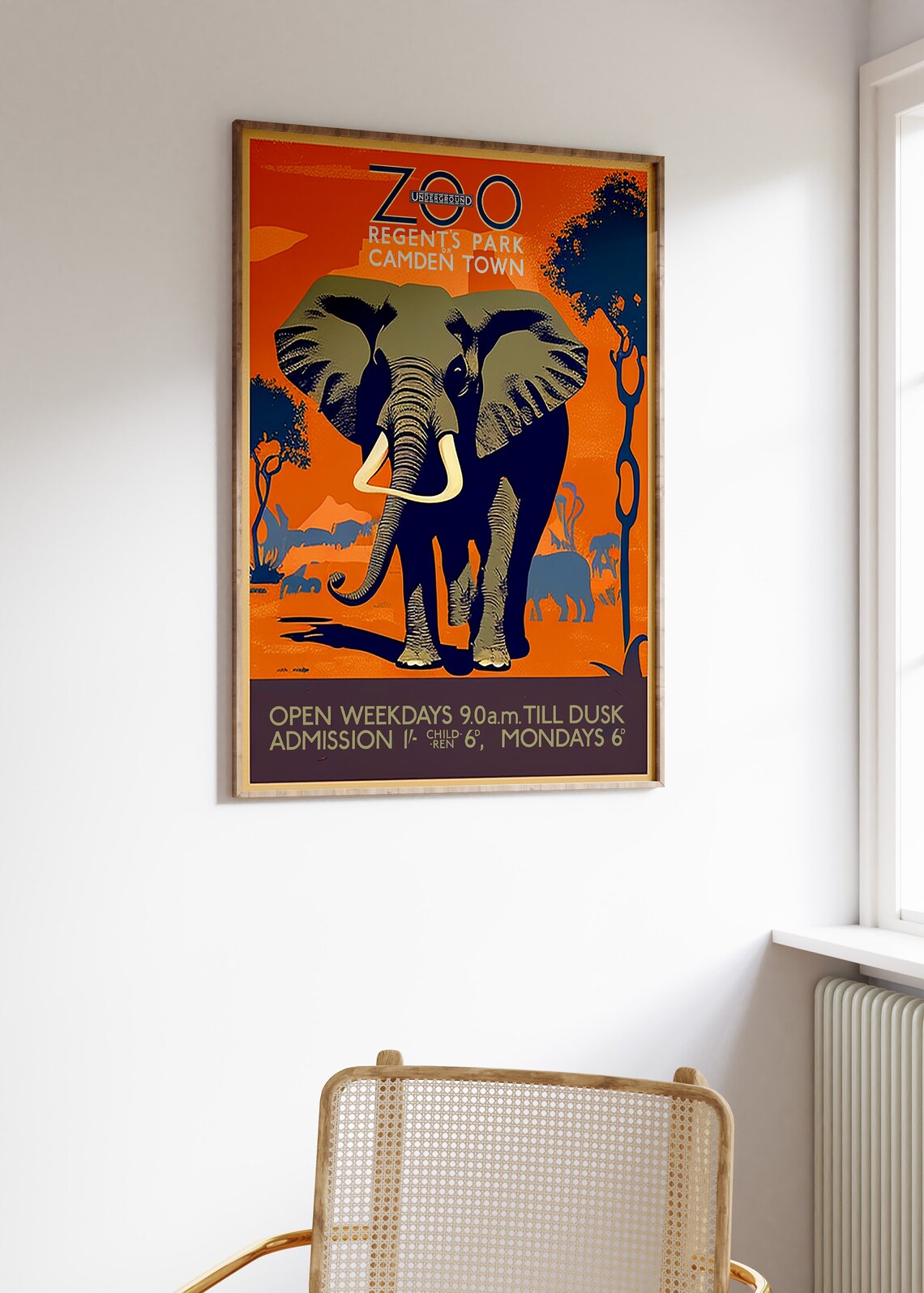 Vintage London Underground Zoo Elephant Retro Travel Poster Art - Image 3