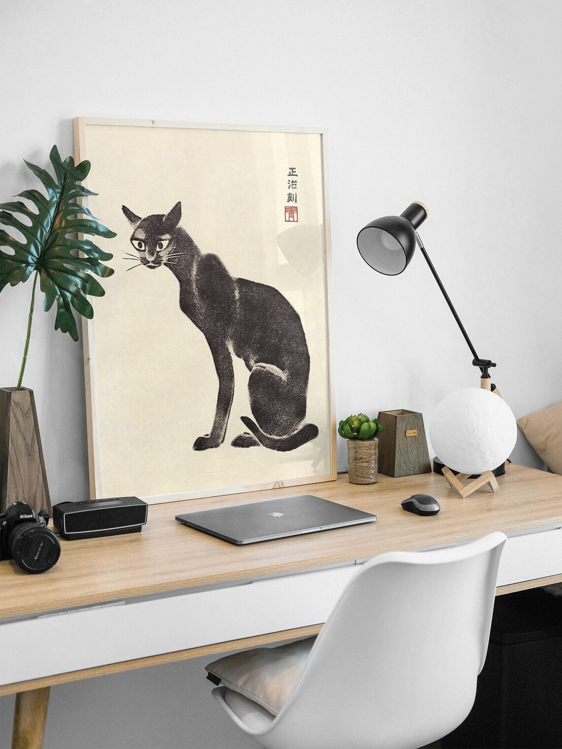 Japanese Cat Art Print, Oriental Cat Decor - Image 2