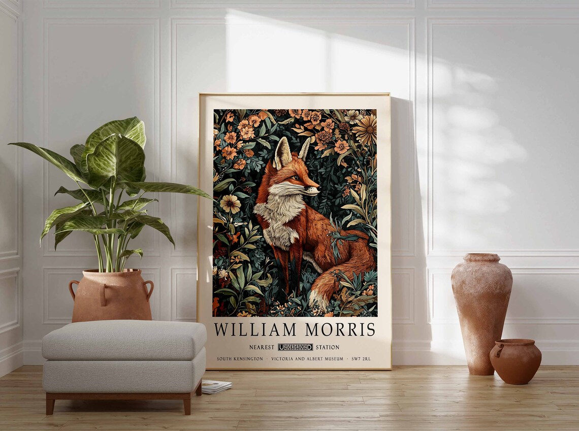 William Morris Fox Woodland Floral Autumn Wildlife Art Poster - Image 3
