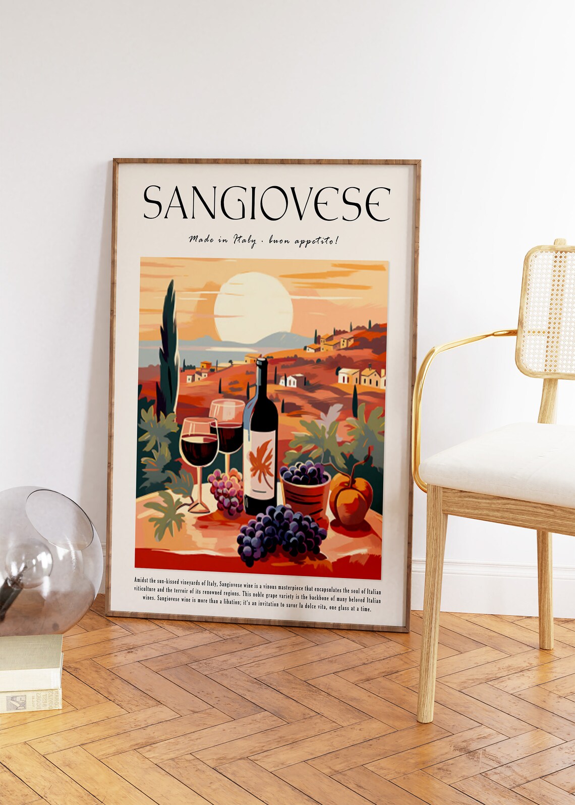 Italian Sangiovese Red Wine Kitchen Art Print - Image 2