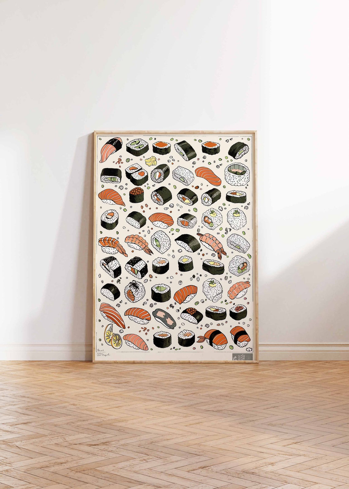 Sushi Varieties Illustrated Japanese Food Poster for Kitchen Wall - Image 2