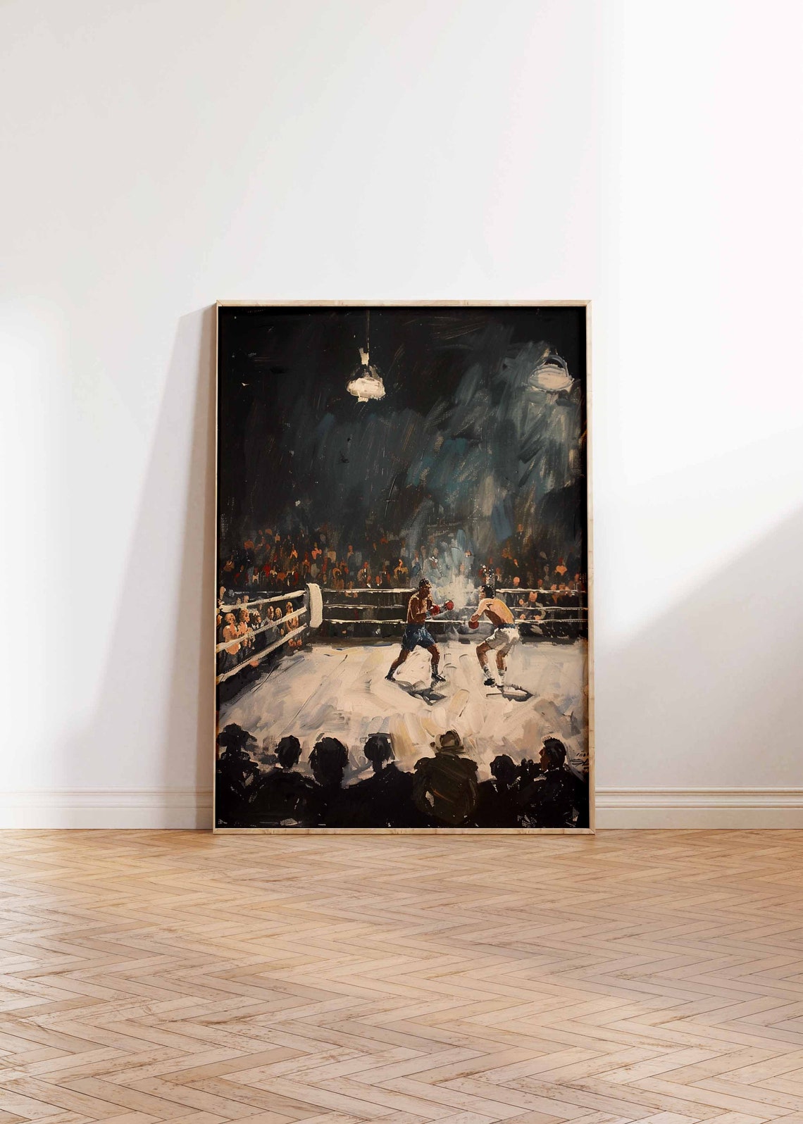 Vintage Boxing Match Dark Arena Two Boxers Fight Sports Poster - Image 2