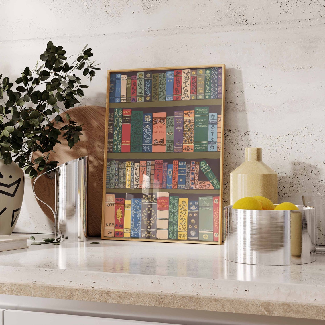 Vintage Book Spines Bookshelf Library Decor Book Lover Wall Poster - Image 2