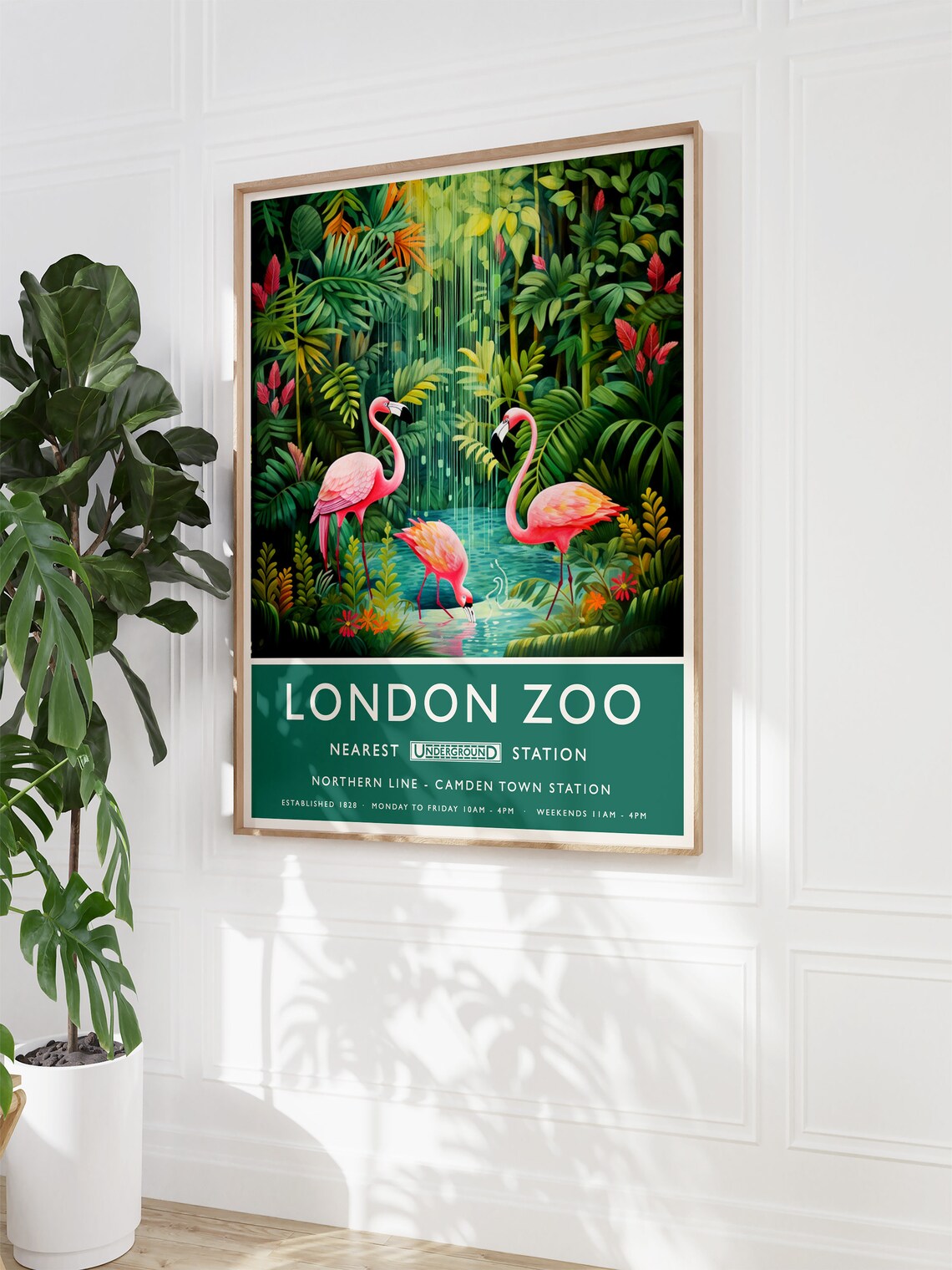 London Zoo Print Flamingo Print Animal Poster Botanical Decor Henri Rousseau Wall Art Tropical Poster Jungle Art Safari Wall Print - Image 3