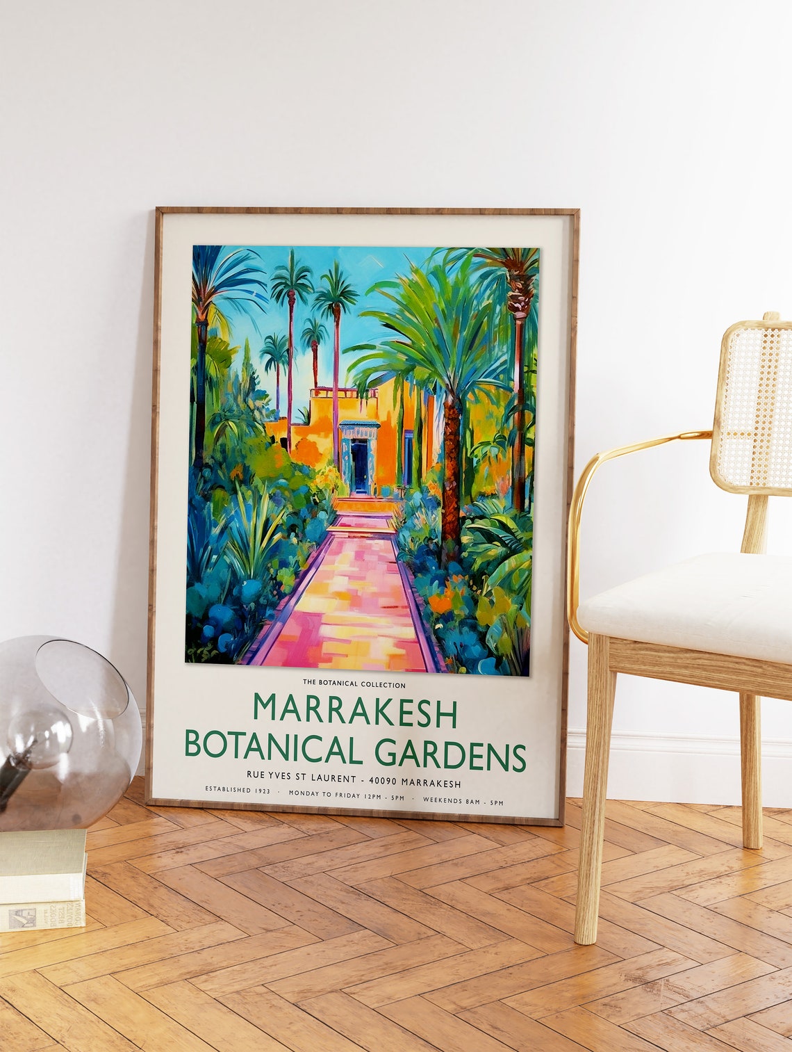 Marrakesh Botanical Gardens Morocco Palm Grove Colorful Travel Poster - Image 2