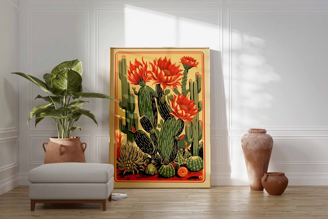 Vintage Mexican Cactus Traditional Wall Art Print - Image 2