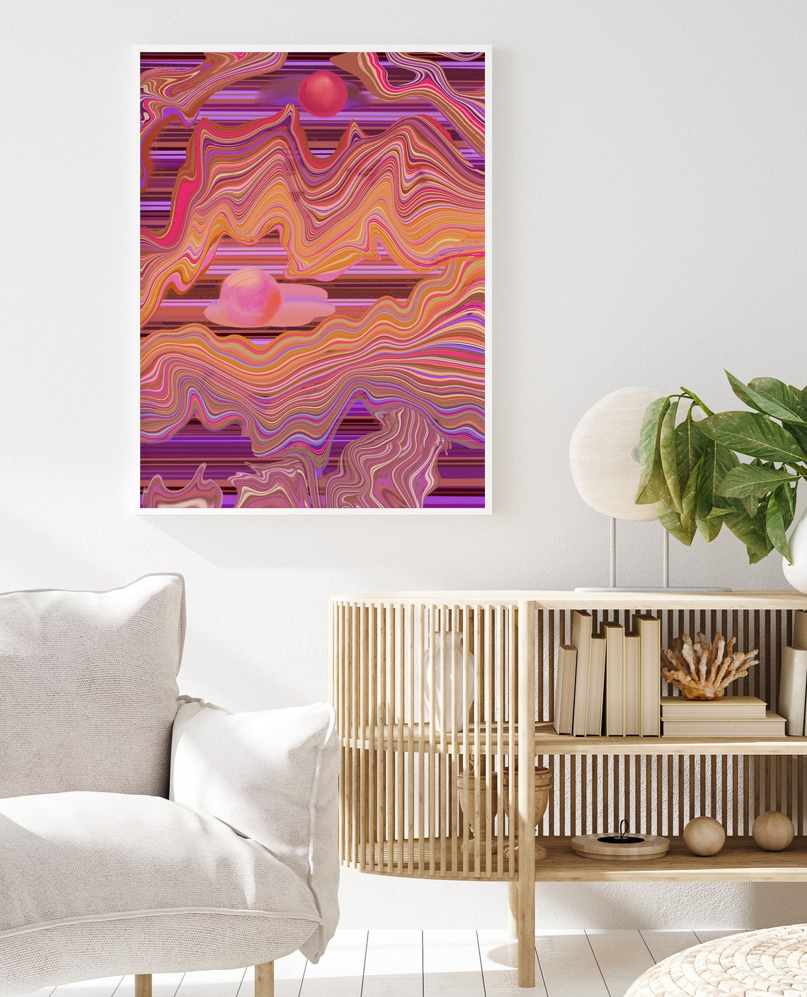 70s Psychedelic Swirl Art Retro Sun Planet Wall Decor Poster - Image 2